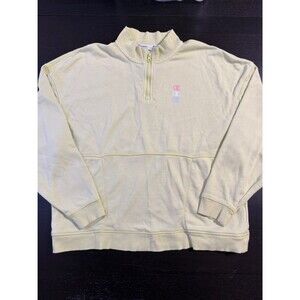 Woman’s Light Yellow Half-Zip Pullover with Embroidered Logo